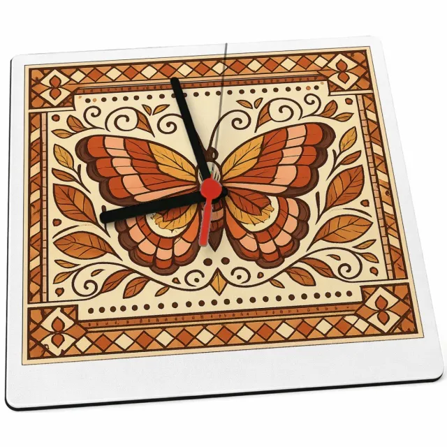 Mr Cadeautjes Klok 19 x 19 - design Een sierlijke vlinderkompositie met gevouwen vleugels, omrin | cadeau Wit