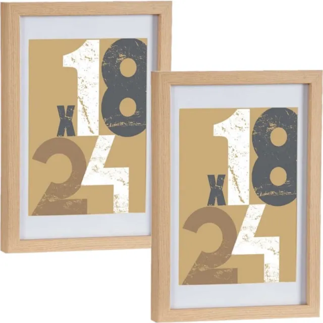 Arte r 2x stuks houten fotolijst - bruin - 21 x 30 cm - fotolijstje - met passe-partout - decoratie