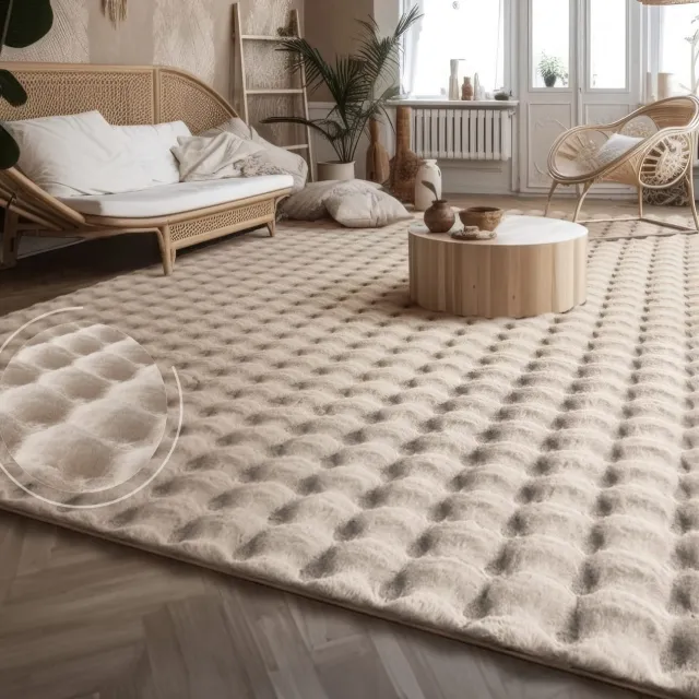 TT Home Woonkamertapijt langpolig woonkamertapijt ruitvormig zacht 3D-ontwerp 60 x 100 cm Rechthoek beige