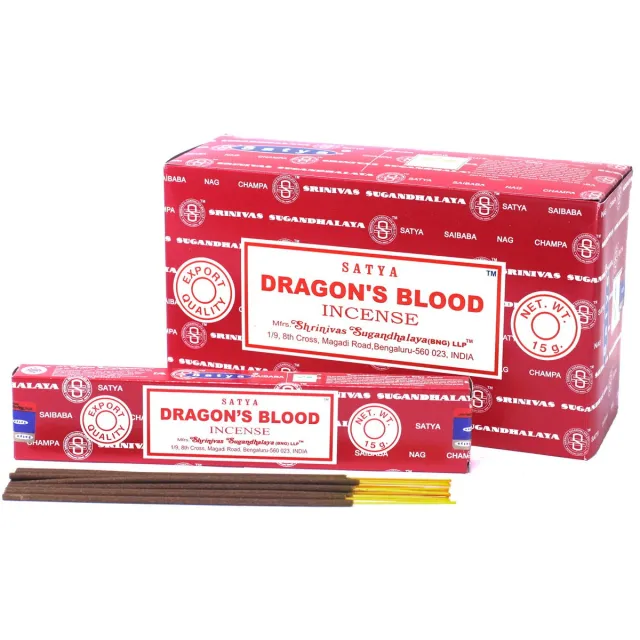 Ancient Wisdom Satya - dragonsblood - wierook - drakenbloed - doos 12 pakjes van 15 gram