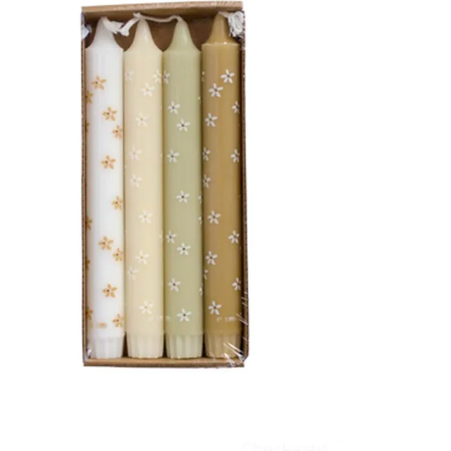 Rustik Lys Bloemen kaarsen - Decoratie Pasen - kaars met bloemen - set van 4 overig