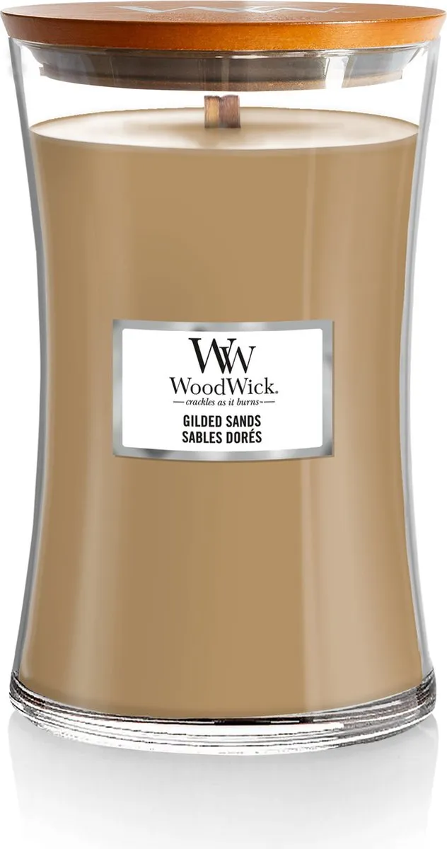 Woodwick Hourglass Large Geurkaars - Gilded Sands - 130 branduren Bruin