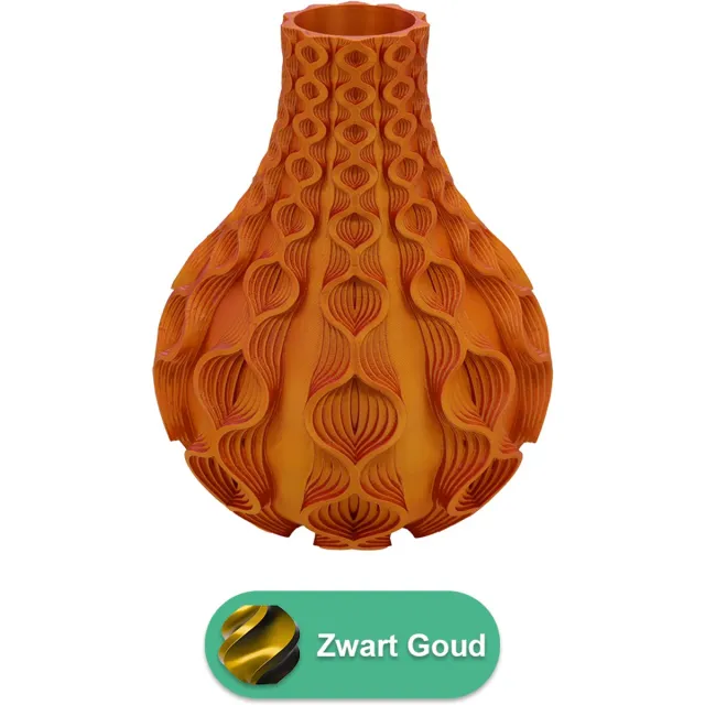 Lovora Coral organische vaas – Decoratieve vaas - Zwart / Goud - 3d geprinte vaas – geschikt voor droogbloemen - 20CM