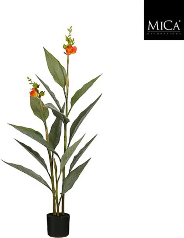Mica Decorations Canna in pot orange - 115 x 46cm Oranje