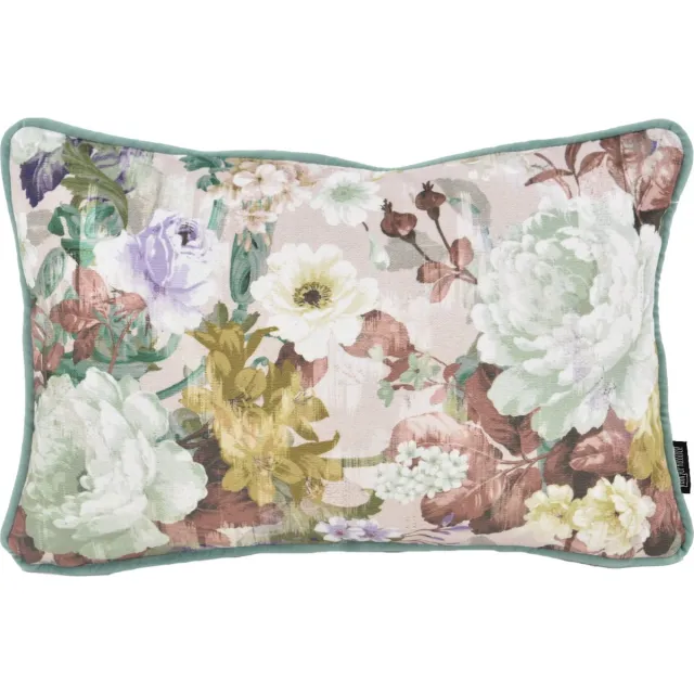 Gek op Kussens! Velvet Leia Flor / Bloemen #2 Kussenhoes | Fluweel / Polyester | 30 x 50 cm Groen