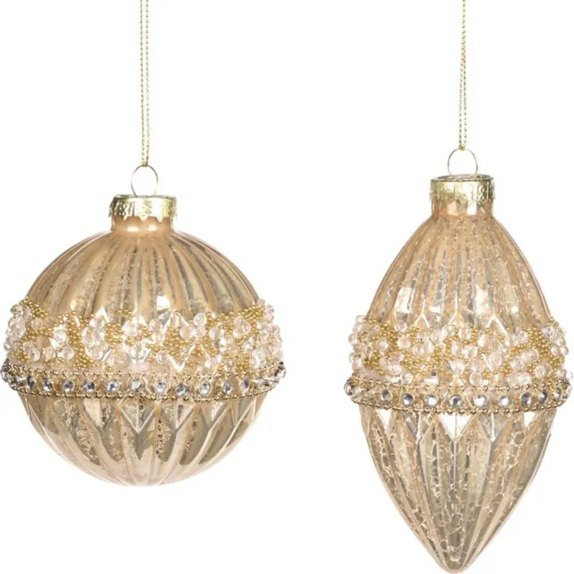 Goodwill Kerstbal Glas - Champagne-Goud - D 8 Cm - Voordeelaanbod Per 2 Stuks