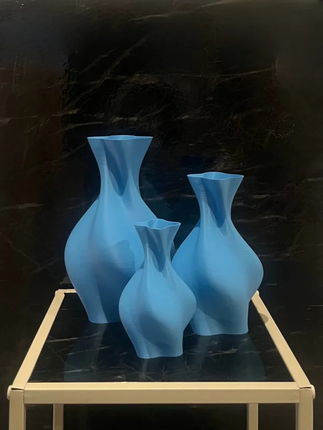 CFY Studio Vaseo Quatro Flowa Sea – Set van 3 Luxe Vazen – 3D Geprint – Duurzaam Ontwerp Sea blauw