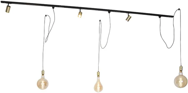 QAZQA cavalux jeana - Moderne Spot railsysteem verlichting, railverlichting geschikt voor led - 3 lichts - L 285 cm - Zwart Goud - Woonkamer | Slaapkamer | Keuken