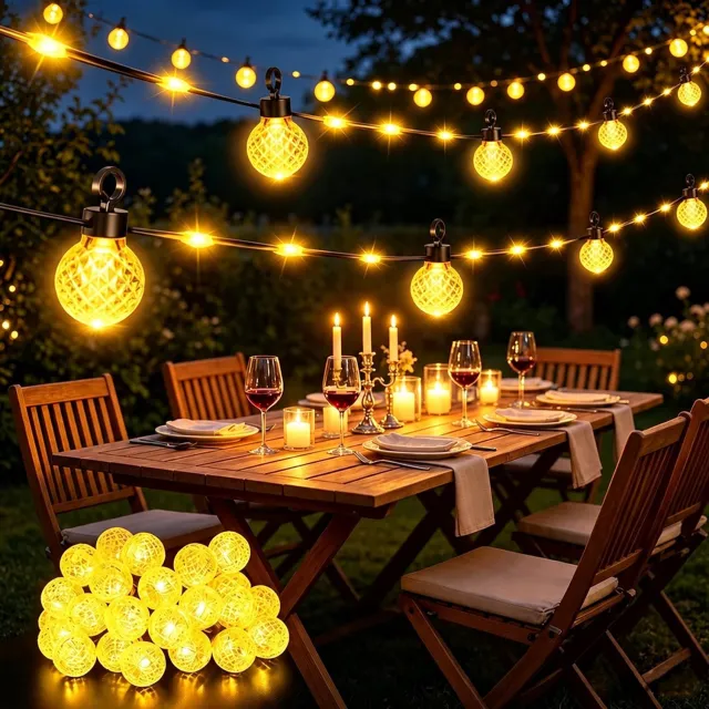 Marqs Lichtsnoer – Tuinverlichting - Buiten – Lampjes – Sfeerverlichting – 50 Licht bollen - Dimbaar - Warm wit - Waterdicht - 32M