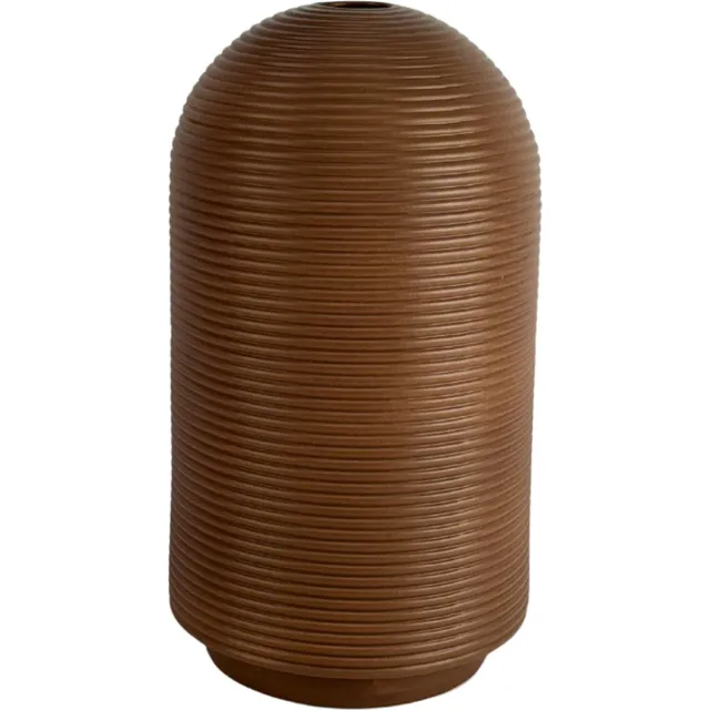 XLBoom Nova X-Tall Mocha - Hoge keramische ribbelvaas (Ø 26 cm) - Verkrijgbaar in Cream & Mocha - Moderne sculpturale vaas geïnspireerd op coil pottery Bruin