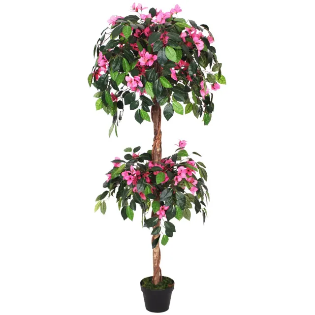Decovego Kunstmatige bougainvillea met bloemen, kunstbloem, woondecoratie, realistisch in pot, 150 cm, Decovego Groen