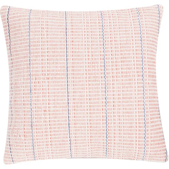Linen & More Vertical Stripe Coral Haze/Tru Kussen | 45 X 45 | Sierkussen Voor Woonkamer Of Slaapkamer Roze
