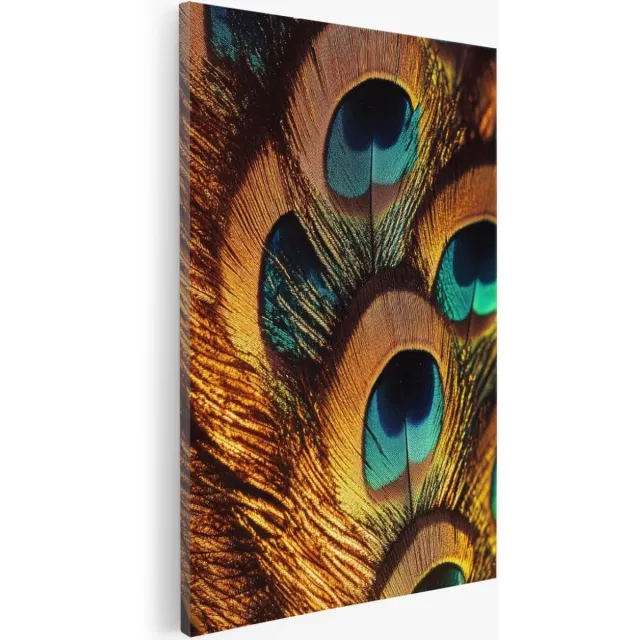 Saammp Canvas Schilderij - Pauwveren - Dieren - Abstract - 30x40 - Foto op canvas - Wanddecoratie - Muurdecoratie Woonkamer - Slaapkamer decoratie - Canvas Print Multicolor