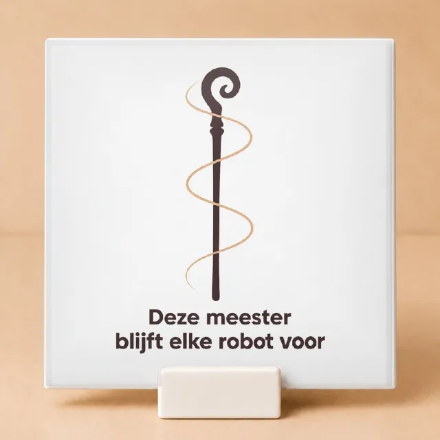 Bedruk King Strakke De AI-wijze meester Tegel – Moderne typografische poster voor techfans en slimme denkers - 15 x 15 cm met houder Wit