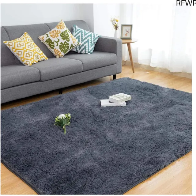 RFWR Zachte Anti-Slip Tapijten voor Woonkamer en Slaapkamer - Pluizige en Comfortabele Vloertapijten 120 x 180 cm Grijs