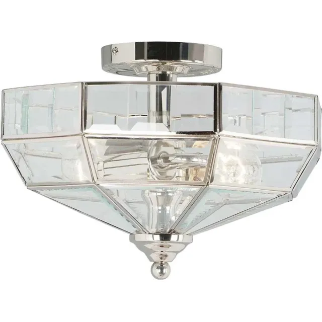 Elstead Lighting LED Plafondlamp Old Park | 2X E27 Max 60W | Dimbaar | Polished Nickel Geen