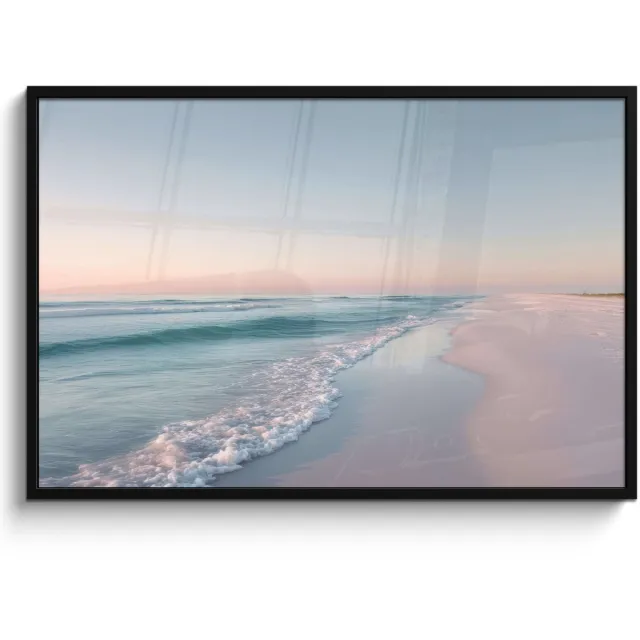 FrameYourWall Poster in lijst - Fotolijst 120x80 cm - Posters - Kustlijn - Pastel - water - Posterlijst zwart - Decoratie - Wanddecoratie woonkamer - Muurdecoratie slaapkamer