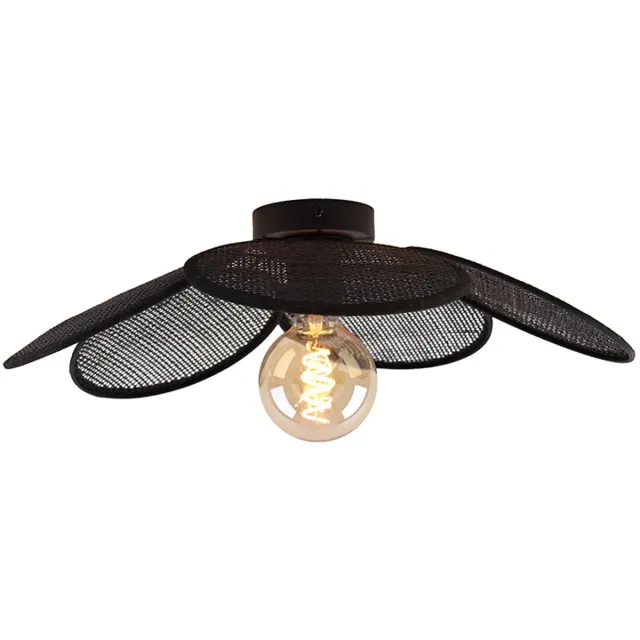 Olucia ROWEN - Plafondlamp - Zwart - Vorm: Rond