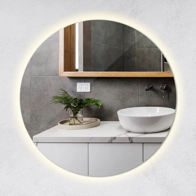 TULUP LED Spiegel - Spiegel LED Rond - 40 cm x 40 cm - Spiegel LED Rond - LED-spiegel voor Slaapkamer - Neutraal Wit 4000K - Verlichte Spiegel - Moderne LED Wandspiegel