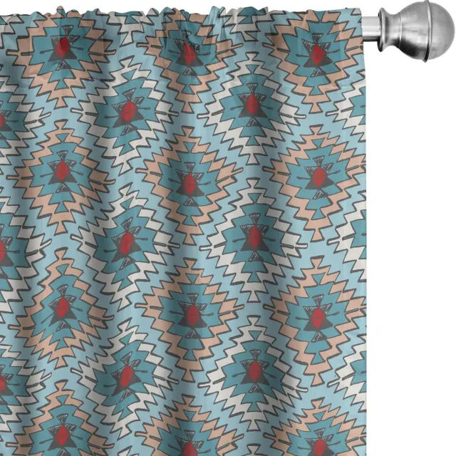 ABAKUHAUS Stammes Gordijnen – 2x B75xH225 cm – Microvezel – Multikleur – Halverduisterend Mehrfarbig
