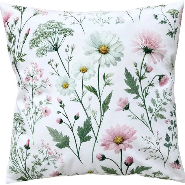 Clayre & Eef Sierkussen 45x45 cm Beige Polyester Bloemen