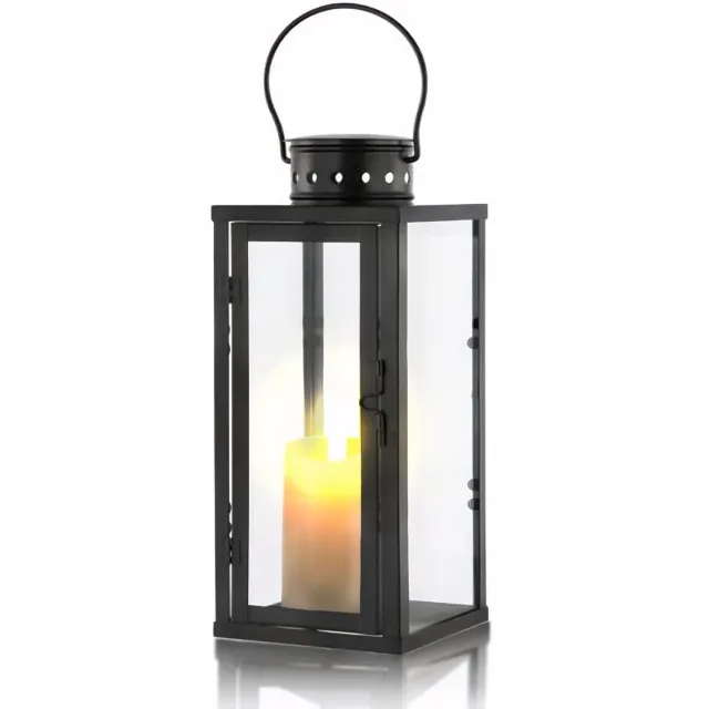 Elegant buitenlantaarn - veelzijdig gebruik - 1 stuk - zwart - metaal en glas