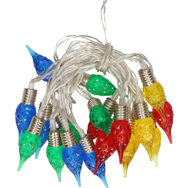 Lumineo Feestverlichting- gekleurde kaarsvormige lampjes - 190 cm - 20 lampjes - op batterij - kerstdecoratie/versiering