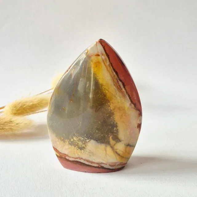Moonlight Gemstones Ocean Jasper Polychroom Edelsteen Flame 160g – Rood Oranje Uniek Patroon Meerkleurig