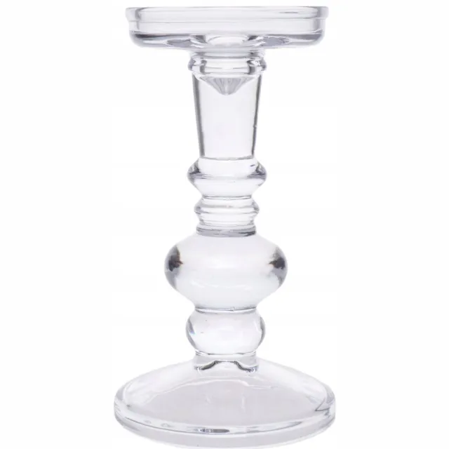 Ewax Glazen Kandelaar met Bal - 18cm Hoog Transparant