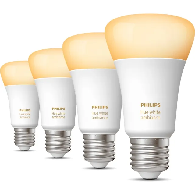 Philips Hue Uitbreidingspakket - E27 - met 4 Standaard Lampen - Warm tot Koelwit Licht - Hue White Ambiance