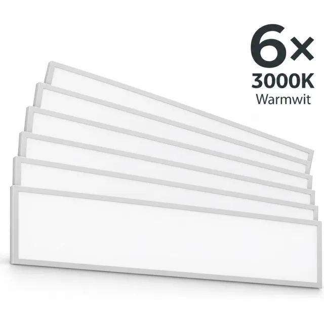 Lightexpert LED panelen 120x30 cm - set van 6 - 25W per paneel - 3000K warmwit - inclusief drivers en stekkers