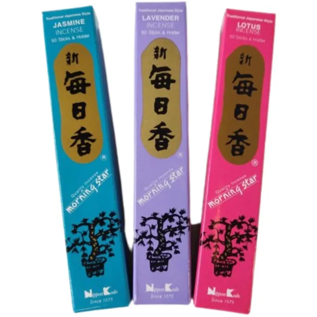 Nippon Kodo Morning Star Bloemig voordeel pakket wierook stokjes - Jasmijn, Lavendel, Lotus Multi