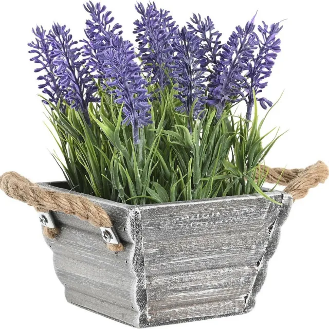 Item International Items Kunstplant/bloem Lavendel - in bloempot - paarse bloemen - 15 x 20 cm