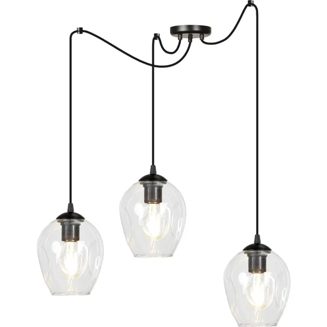 Emibig Malmo transparante 3L pendel E27 decentraliseerbaar - Perfecte verlichting voor elke ruimte