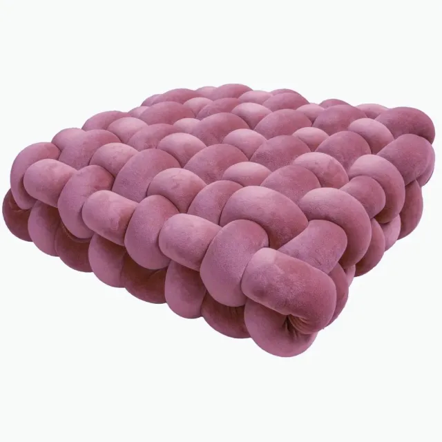 Etsells Rozenkwarts Velvet Sierkussen – Geweven Knot Kussen – Luxe Fluweel Decoratiekussen – Vierkant Design voor Bank en Slaapkamer