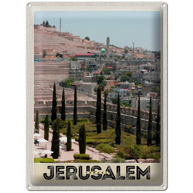 Femer Blechschild Reise 30x40cm Jerusalem Israel Stadt Garten