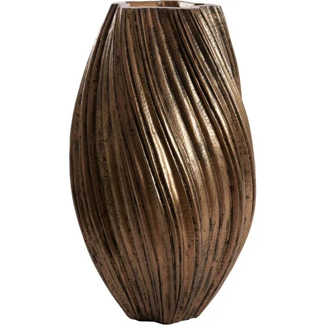 Light & Living Vaas Yatung - Antiek Brons - Ø30cm - Steen - Modern - Bloemenvaas - Woondecoratie - Decoratieve vaas voor woonkamer of slaapkamer