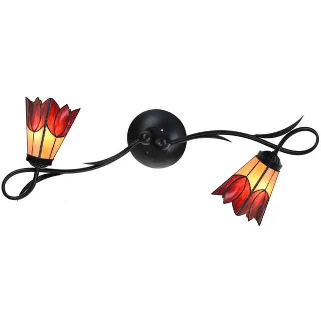 Coloured by Art Tiffany Wandlamp / Plafonnière Lovely Fleur de Vanneau Kievitsbloem 2 - Art Deco Trade Rood