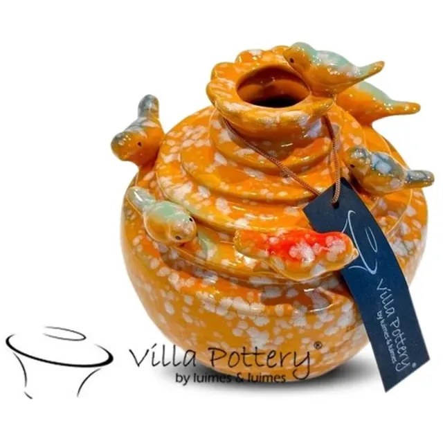 Villa Pottery Oranje Vogel Vaas Grenada D12xH14