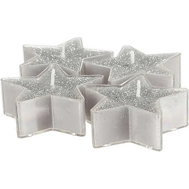 Feeric lights & Christmas Glitter sterkaarsen - set van 4 - Glitters - Zilver - set Van 4