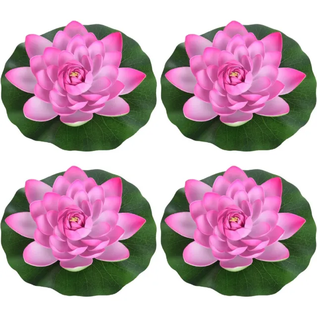 H&S Decoration 4x Roze drijvende kunst waterlelie bloemen 26 cm - Tuinaccessoires - Vijverbenodigdheden - Vijverdecoratie - Nep/kunst bloemen/planten - Waterlelies