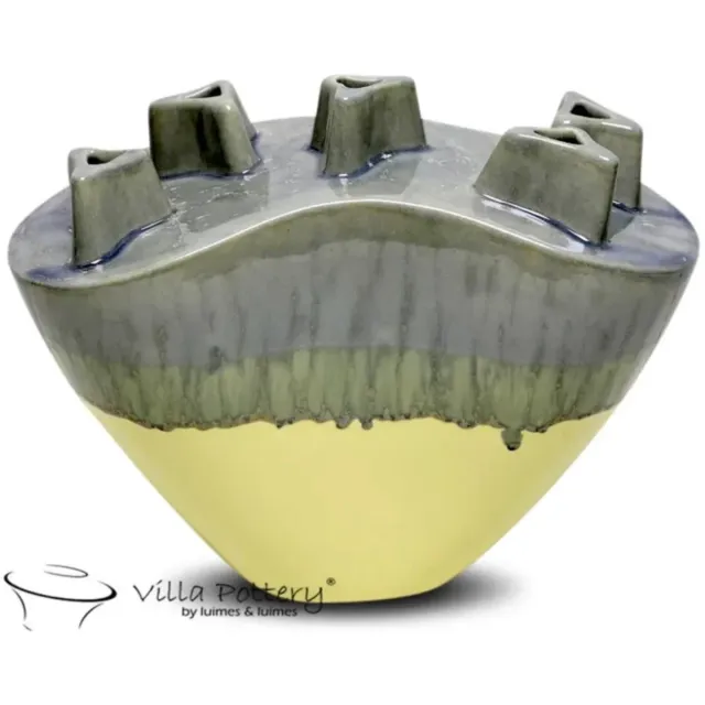 Villa Pottery Reactief Grijs Geel vaas Chimney D30 x B21 x