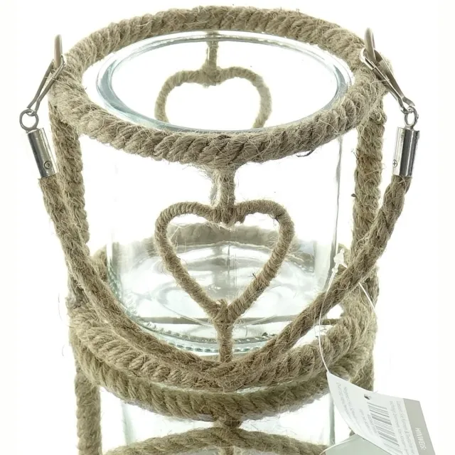Scheulen windlicht L hartmotief Ø 13 cm - glas/jute Naturel