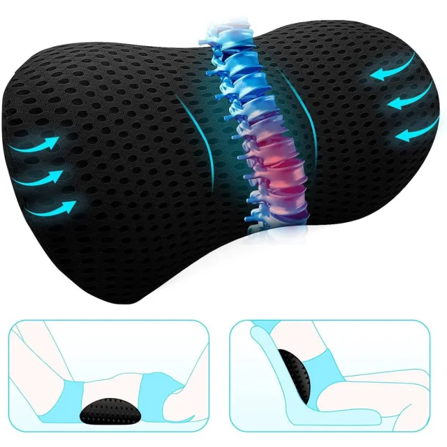 Mutig Rugkussen Lendenkussen - Ergonomisch Rugkussen van Traagschuim - Lendensteunkussen en Lendensteun - Rugsteun voor onderrug - Rugondersteuning en Onderrugondersteuning voor bureaustoel, autostoel, bed - Orthopedisch rugkussen voor drukverlichting zwart