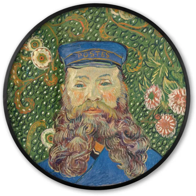 FrameYourWall Poster in lijst Rond - Fotolijst 60x60 cm - Posters - Portret van postbode Joseph Roulin - Vincent van Gogh - Ronde posterlijst zwart - Decoratie - Wanddecoratie woonkamer - Muurdecoratie slaapkamer Multicolor