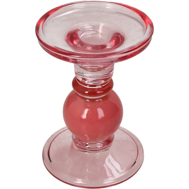 HD Collection Kaarsenhouder Glas Roze 9x9x13cm