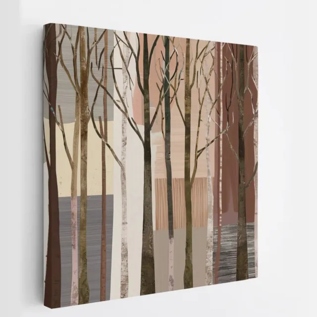 Saammp Canvas Schilderij - Bomen - Beige - Bruin - Bloemen - Landschap - Natuur - 40x40 - Foto op canvas - Wanddecoratie - Muurdecoratie Woonkamer - Slaapkamer decoratie - Canvas Print Multicolor