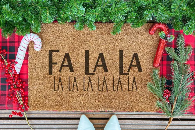 Laser Point Falala | 60x40 cm | Nieuwe huis cadeau | Ingangsmat | Deurmat met stijl | Verhuizing cadeau | Praktisch & trendy | Perfect voor binnenkomst | Cadeau voor nieuwe woning Bruin | Zwart (Gravering 60x40)