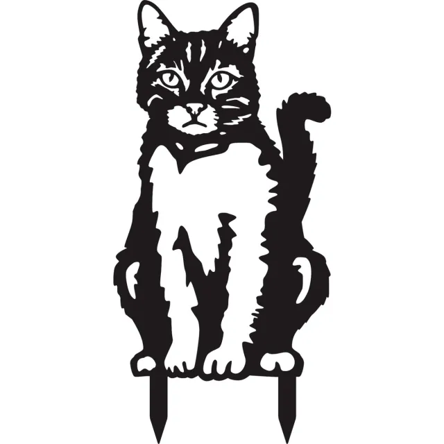 rusty friends metalendier - Dierenbeeld - Zwarte kat - Poes - Tuinbeeld - NL fabrikaat Zittende kat zwart