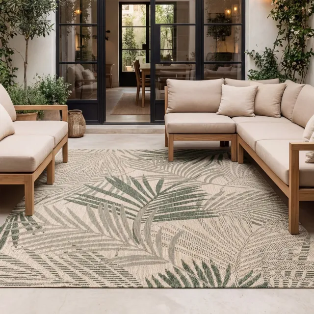 Fraai Buiten vloerkleed - Tiga Palm Groen - 120x170cm